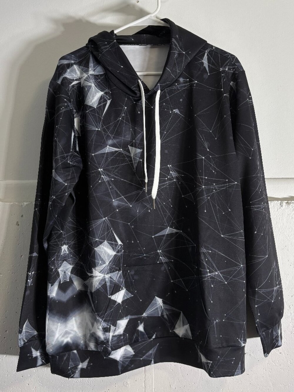 Black Constellation/Geometric Print Pullover Hoodie